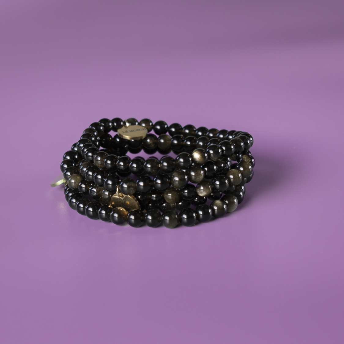 Haniel armbånd Sort Obsedian natursten 6mm fra le mosch