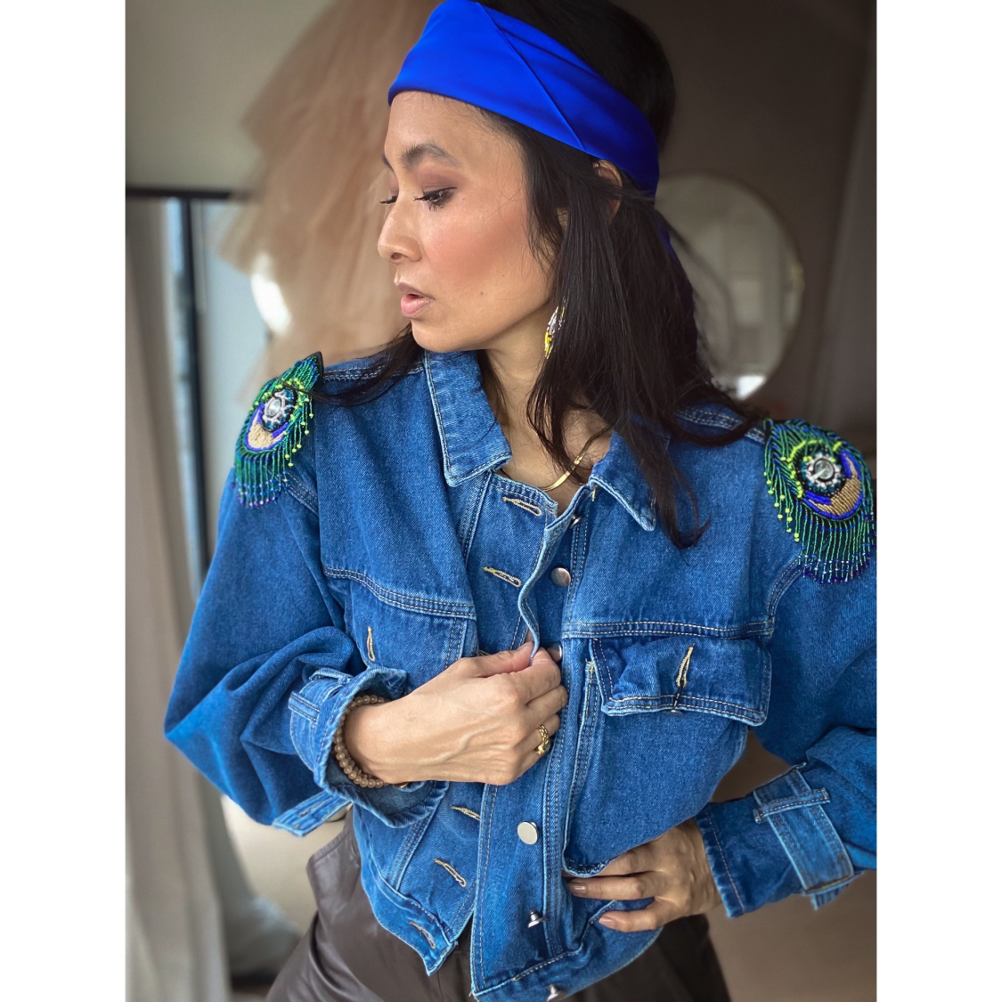 Epaulet/Broche - Drop med perler og formet som et øje fra le mosch