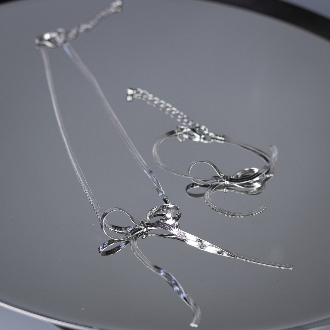 Lasly sløjfe snake smykke sæt - forsølvet - 3 mm fra le mosch