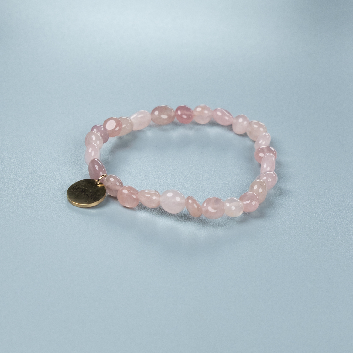 Cuba lucky armbånd i Rosa Kvarts fra le mosch