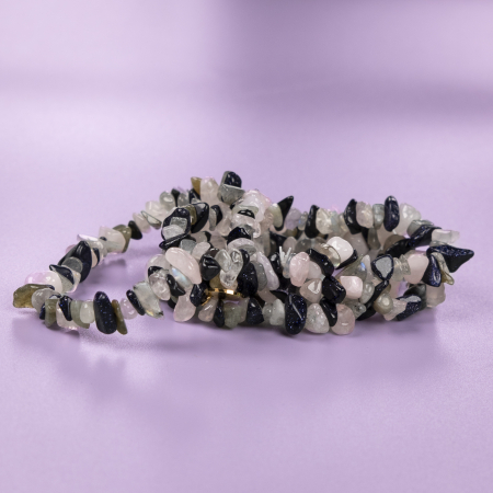 Lucky naturstensarmbånd I natursten Rosa chip MIX