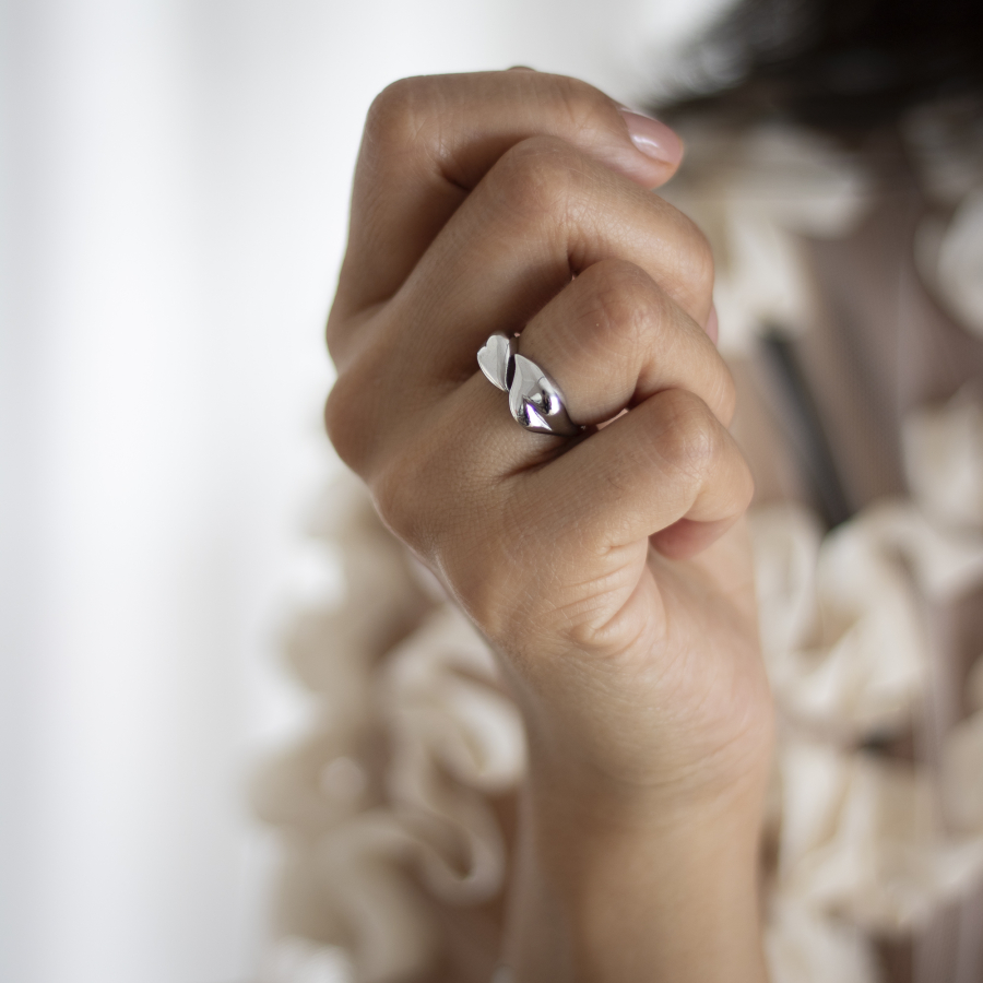 Heart Hjerte ring i forsølvet fra le mosch