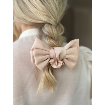 Elvira sløjfe scrunchie i Khaki satin fra le mosch