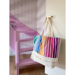 LE MOSCH logo strandtaske i Multi Strib