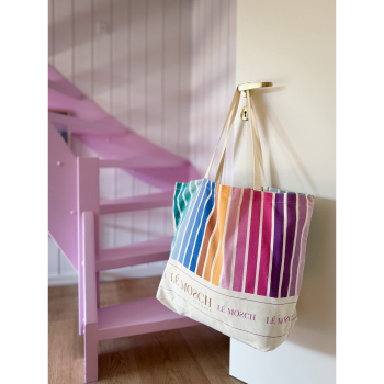 LE MOSCH logo strandtaske i Multi Strib LE MOSCH logo strandtaske i Multi Strib