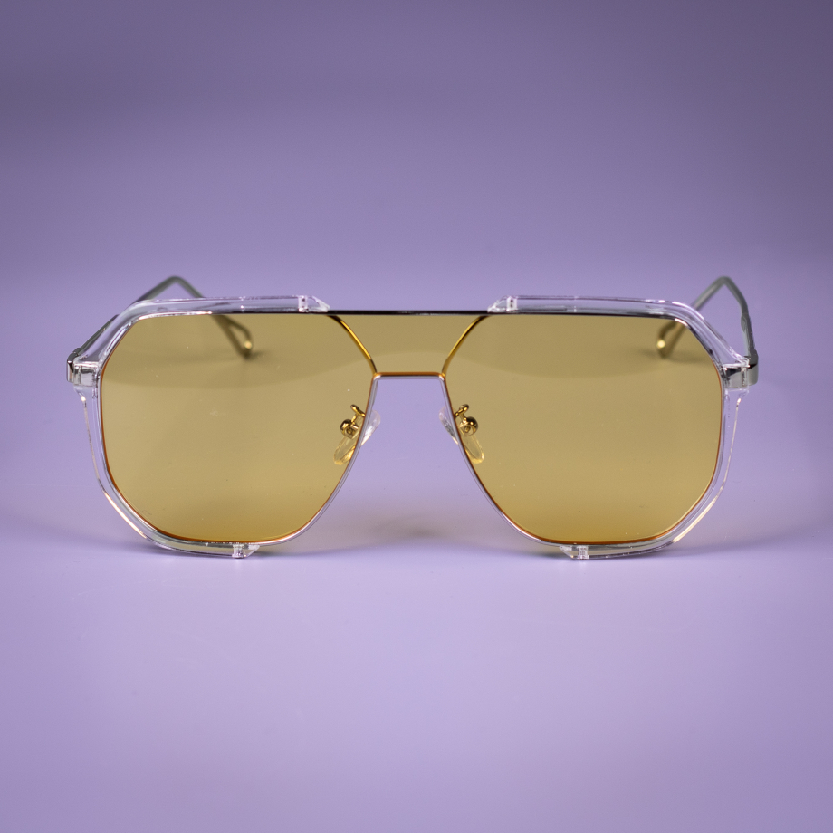 Poppy solbriller i Sølv Sheer Med Gult Glas fra le mosch