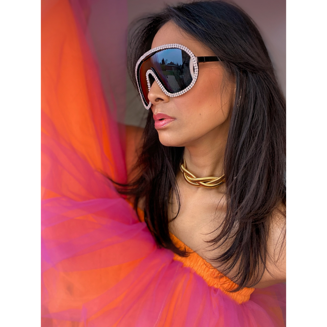 Dessie solbriller i Sort med rhinsten fra le mosch