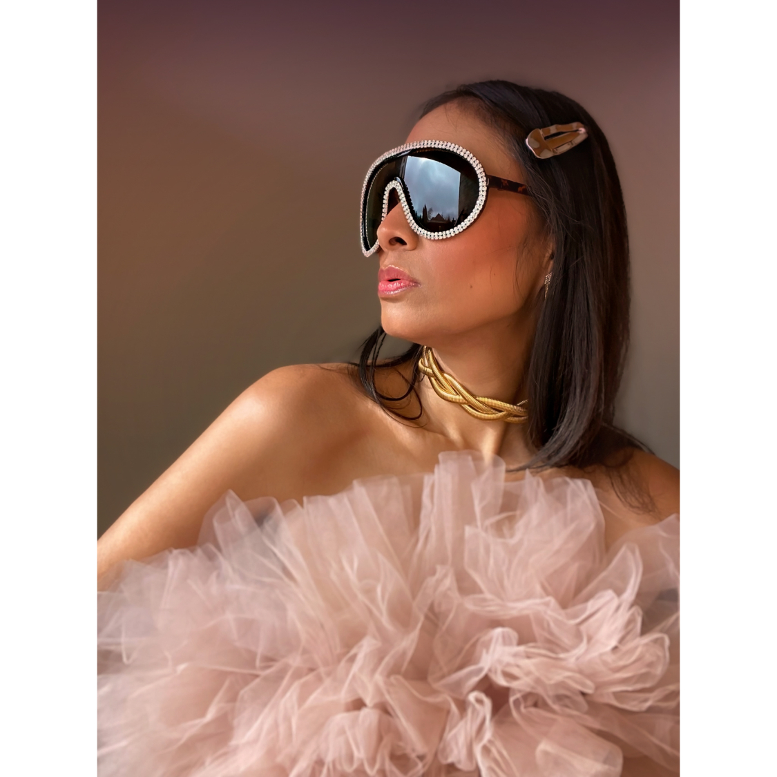 Dessie solbriller i Turtle med rhinsten fra le mosch