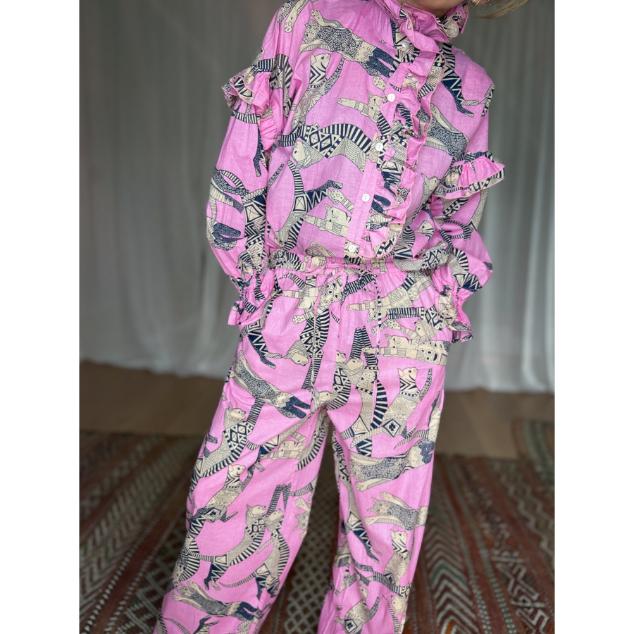 Lucca skjorte i Rosa med Katte fra le mosch