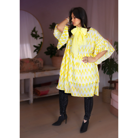 Lana kjole i Gul og Hvid fra le mosch