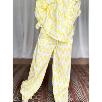 Leslie bukser i Gul og Hvid fra le mosch