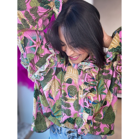 Lucca skjorte med Park Print - Rosa fra le mosch