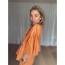 Laura bluse i Gul Pink Hvid Strib fra le mosch