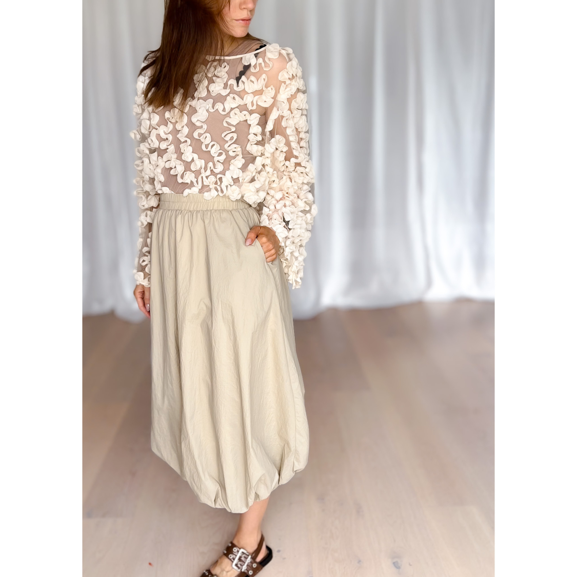 Nine Ballon Nederdel i Creme fra le mosch