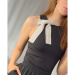 Sandie sløjfe hårspænde med sølvlook perler fra le mosch