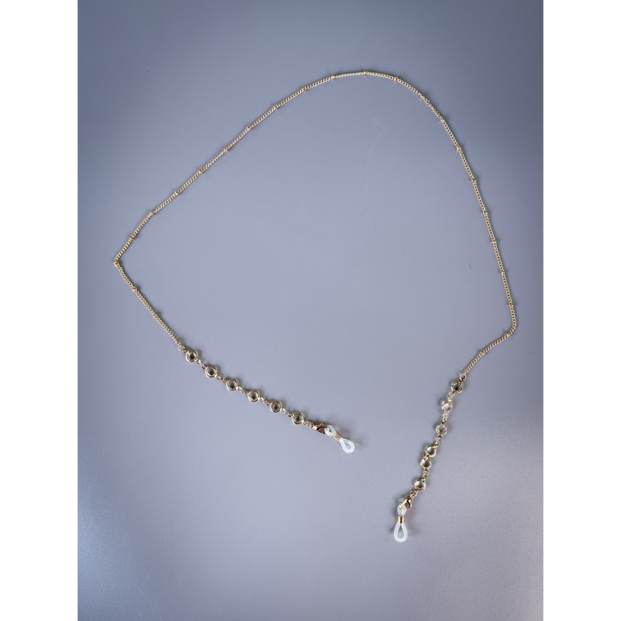 Iza Brillekæde i Forgyldt med Klare Sten fra le mosch