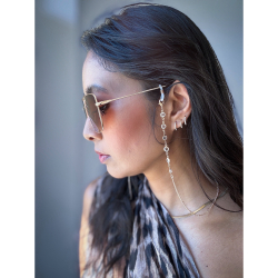 Iza Brillekæde i Forgyldt med Klare Sten fra le mosch