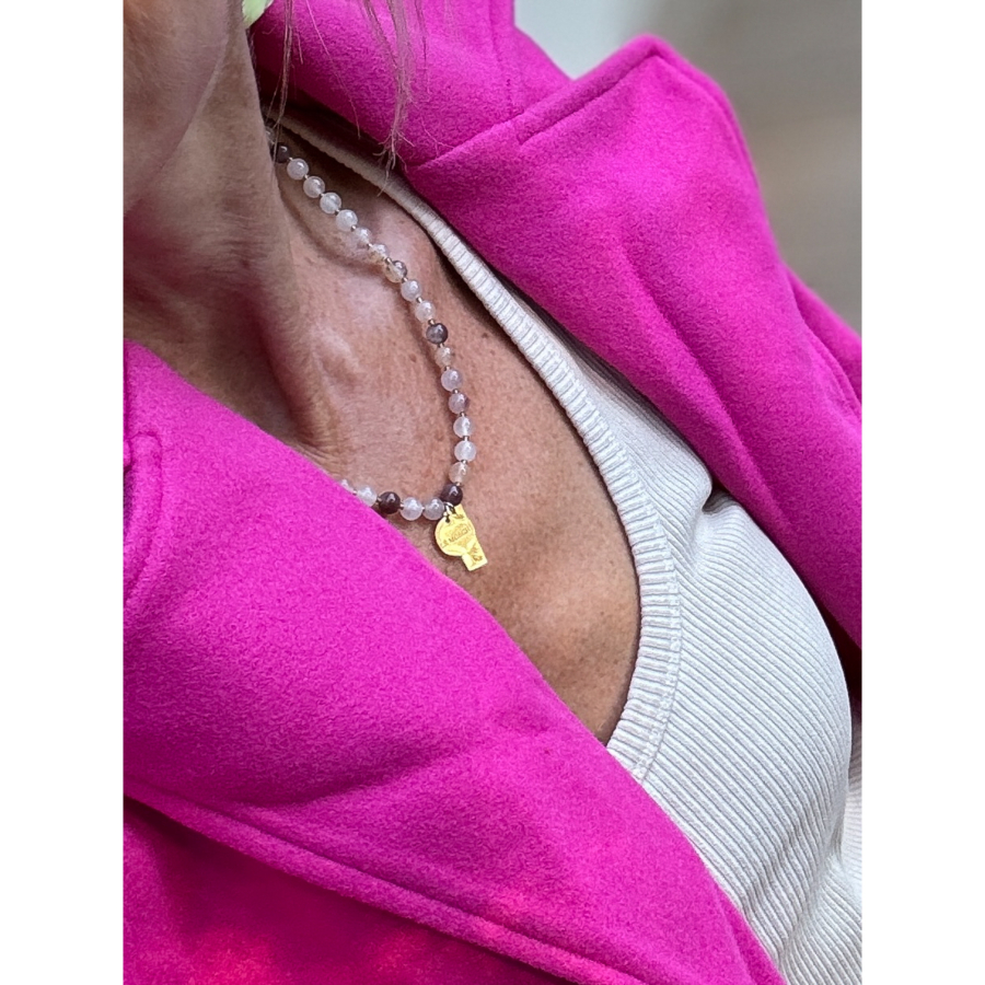 Indie halskæde med Violet Jaspis Natursten fra le mosch