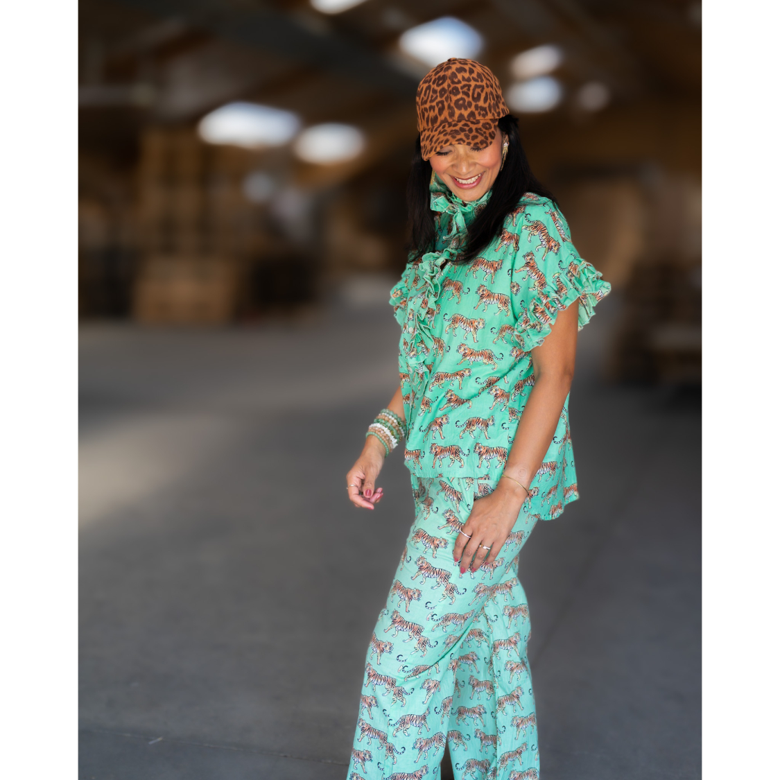 Grønne bukser med tiger print