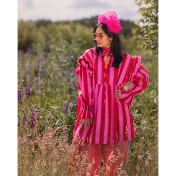 Lucia kjole i Rød Pink Strib Fra le mosch