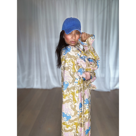 Isolde Skjorte Kjole Med Leoparder - Creme i 100% bomuld fra le mosch