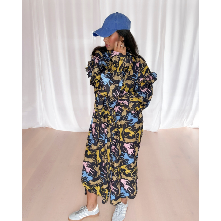 Isolde Skjorte Kjole Sort Med Leoparder fra le mosch