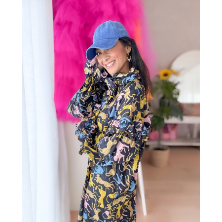 Isolde Skjorte Kjole Sort Med Leoparder fra le mosch