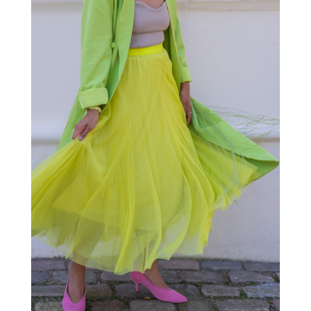 Tango Tyl Nederdel i Neon Gul fra le mosch