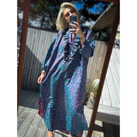 Janta silkemix kaftan kjole med flæse no 66 fra le mosch