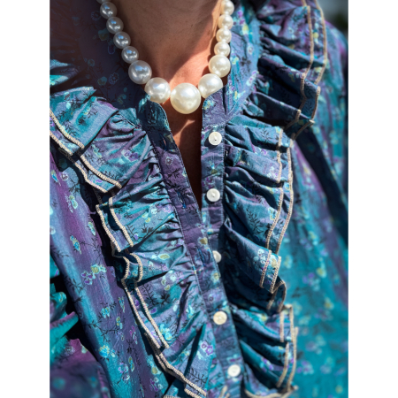 Janta silkemix kaftan kjole med flæse no 66 fra le mosch