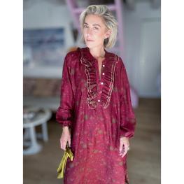 Janta silkemix kaftan kjole med flæse no 57