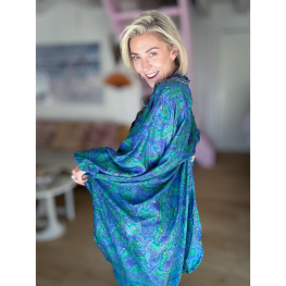Janta silkemix kaftan kjole med flæse no 05