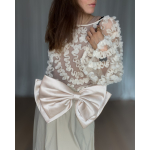 Kassandra Sløjfe i satin med sikkerhedsnål i Creme 