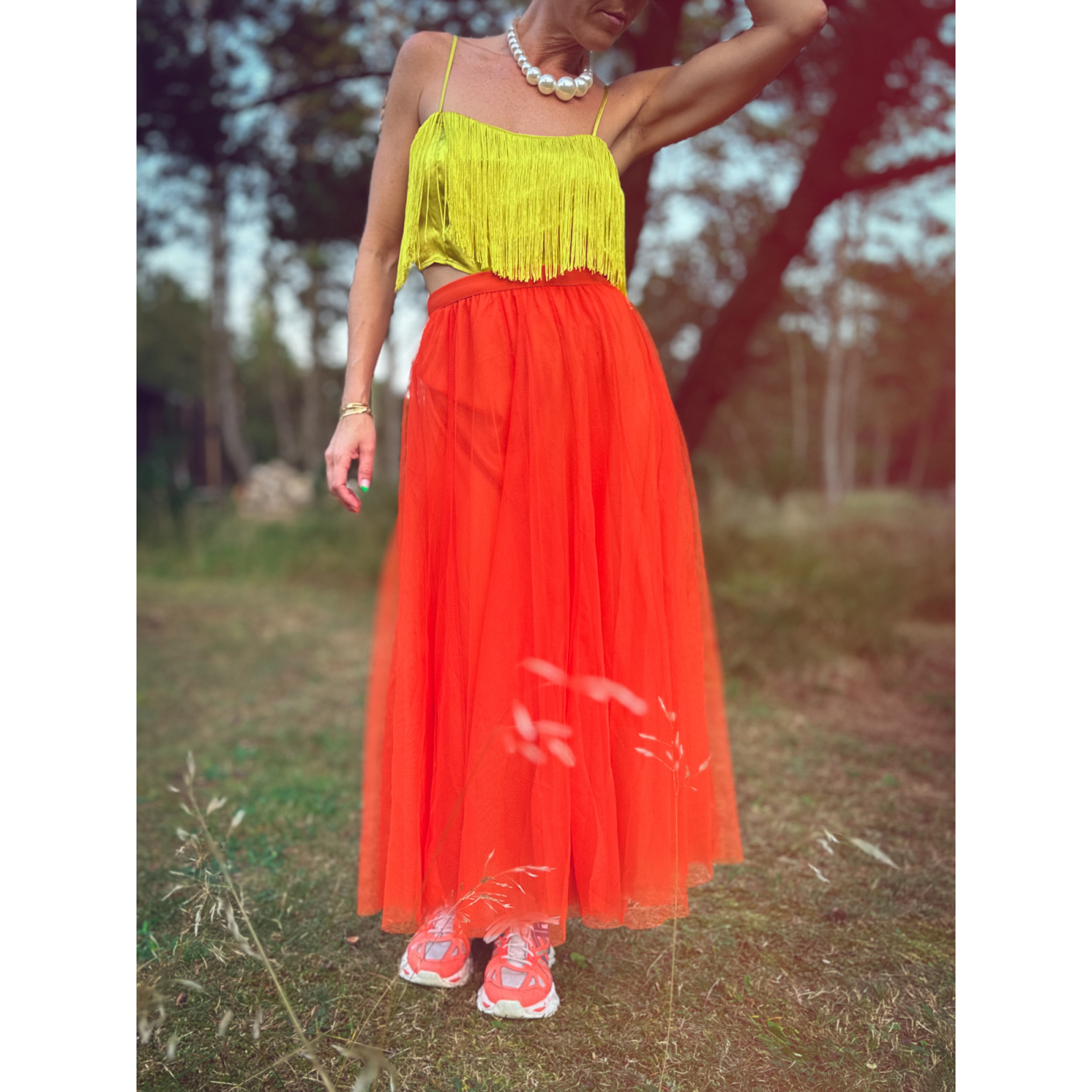 Tango Tyl Nederdel i Orange fra le mosch
