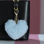 Zaza Nøglering plys hjerte i lyseblå