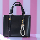 Zenta Nøglering med perler og hjerte, taskepynt, taskecharm,