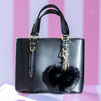 Zaza Nøglering plys hjerte i sort, taske charm, taskepynt,