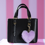 Zaza Nøglering plys hjerte i lilla, plys nøglering, hjerte charm, taskepynt