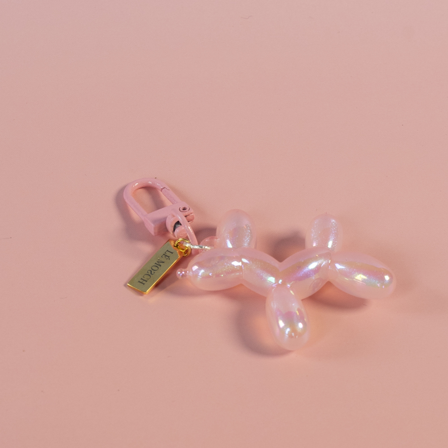 Ballon Fido Nøglering i Rosa fra LÉ MOSCH, taskepynt, charm med hund,