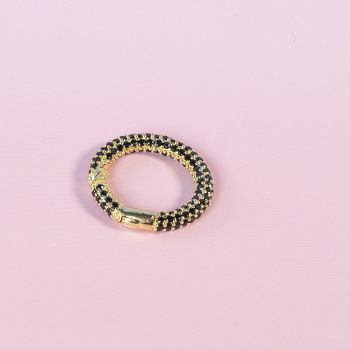 Eva Karabinring med sorte sten fra LÉ MOSCH, taskepynt, ekstra øje til din nøglering,  Eva Karabinring med sorte sten fra LÉ MOSCH, taskepynt, ekstra øje til din nøglering,