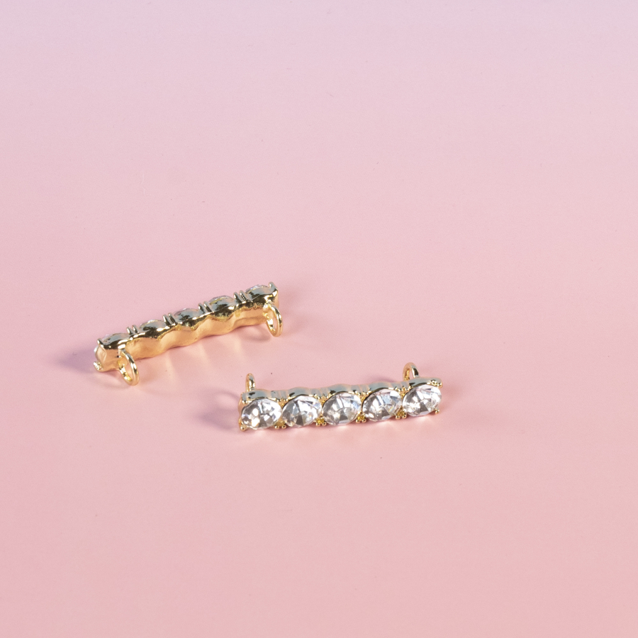 Jamie Sko Smykker med store similisten i gylden fra LÉ MOSCH, smykker til sko, accessories til sko, sko pynt,