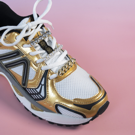 Jamie Skosmykker med store similisten i sølvfarvet fra LÉ MOSCH, skopynt, accessories til snørebånd,