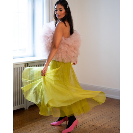Tango Tyl Nederdel i Oliven Grøn fra LÉ MOSCH, festlig nederdel, fest look,