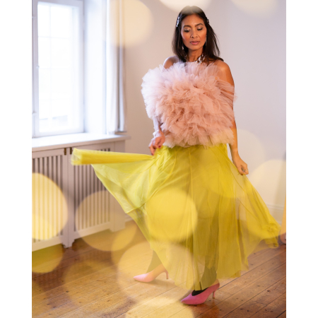 Tango Tyl Nederdel i Oliven Grøn fra LÉ MOSCH, festlig nederdel, fest look,