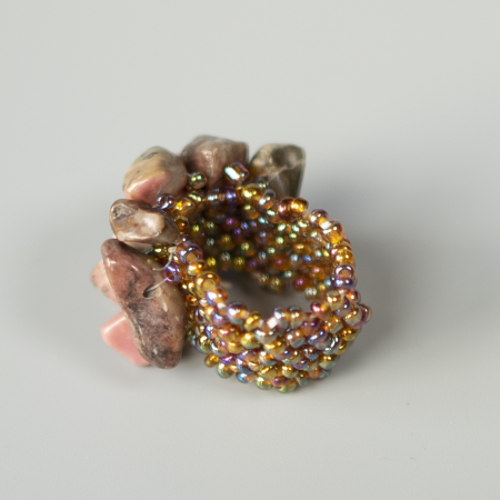 Lucky - ring Rhodonit natursten fra LÉ MOSCH, elastikring med natursten, 