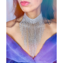 Edita Halskæde med similisten i sølvlook fra LÉ MOSCH, halskæde med masser af glimmer, festlig halskæde, statement piece,