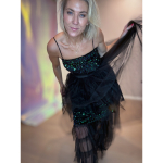 Rexine Paillet Nederdel i Blågrøn fra le mosch