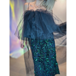 Rexine Paillet Nederdel i Blågrøn fra le mosch