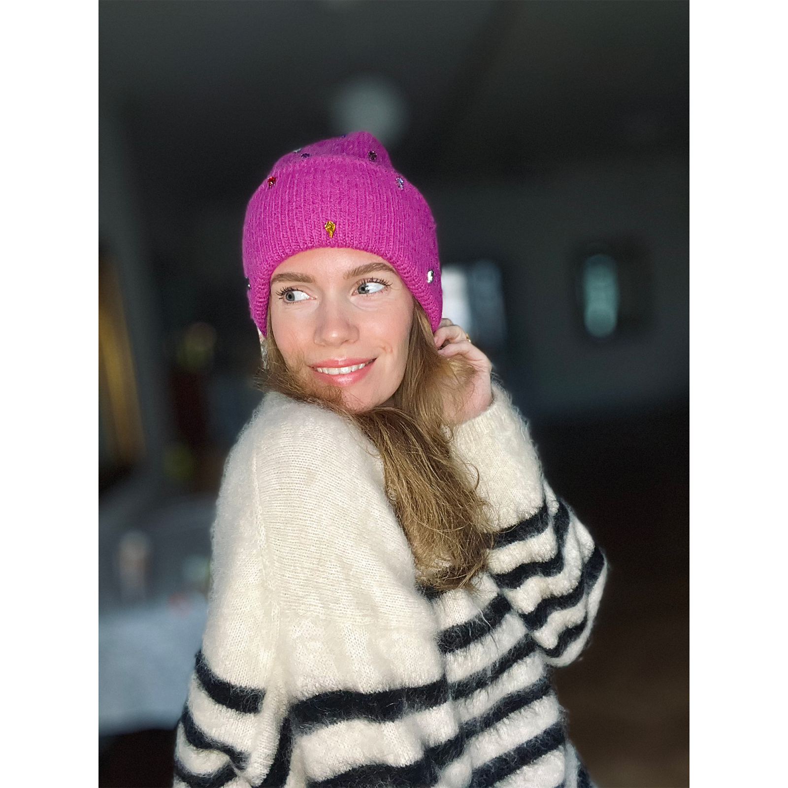 Brianna Beanie med similisten Pink fra le mosch