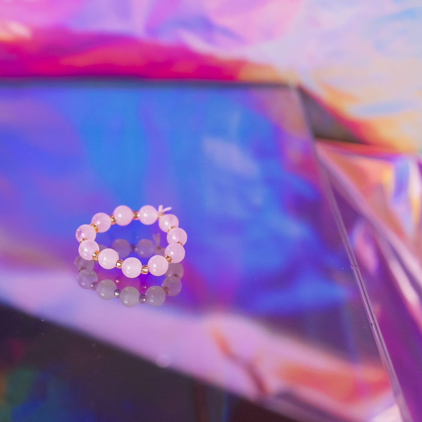 Ariel ring - Rosa kvarts krystal fra le mosch